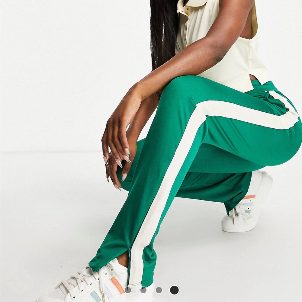 ASOS Green Track Joggers with White Side Stripe